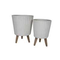 2 Set Textured Tapered Pots White-Legs