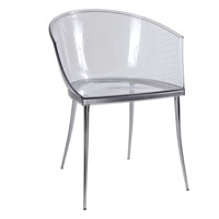 Chair Plastic T/parent leopard spot/Chrome Leg