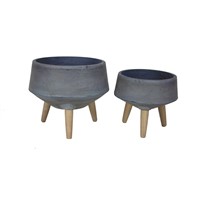 Set 2 Ring Pot Mid Grey - with Legs