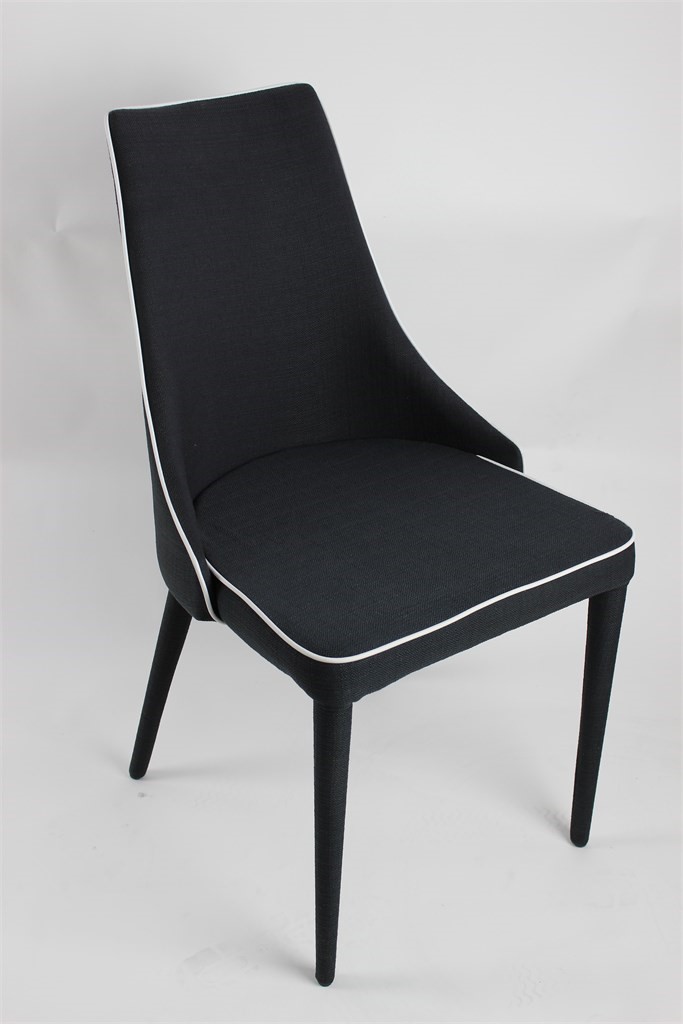 Modern Chair-Metal Frame-Fabric PuPiping-Black