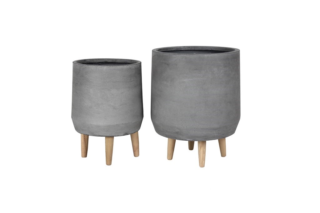 2 Set Rd Tubby Pots Mid Grey- Legs