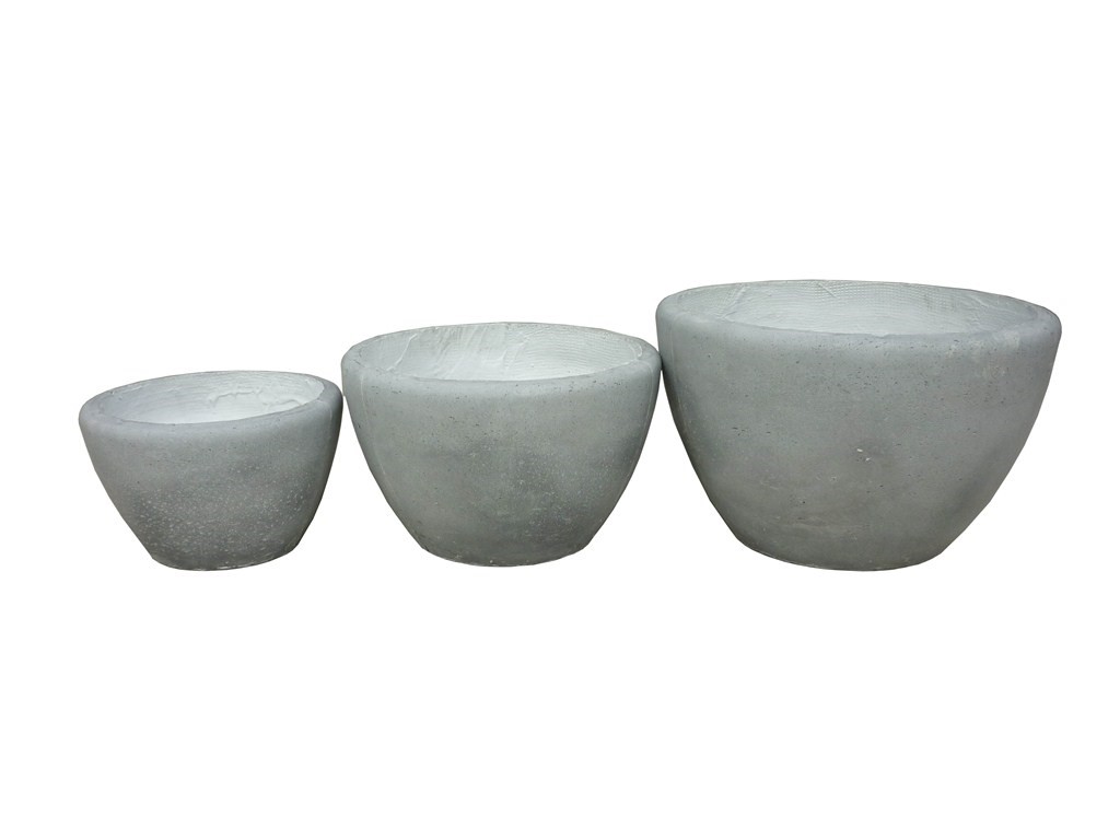 3 Set Round Pots Grey